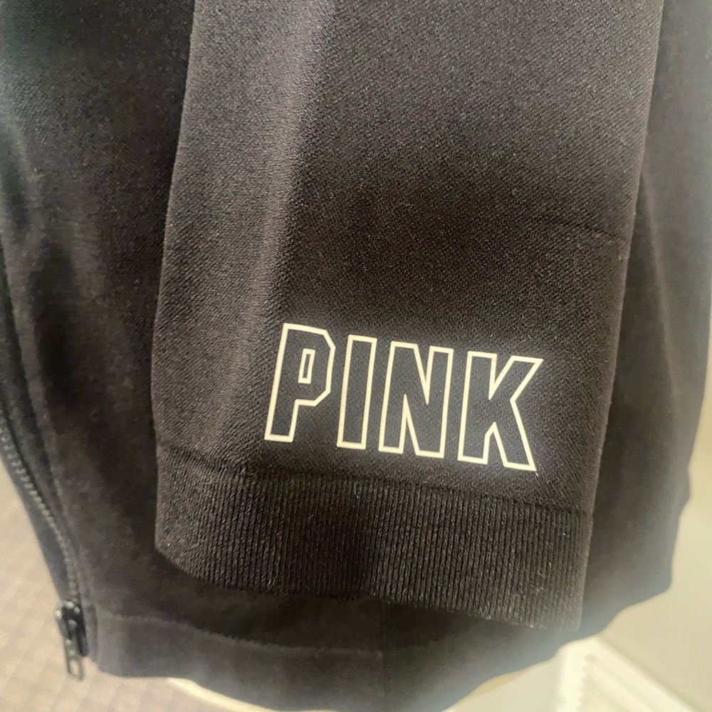 PINK Victoria's Secret Black Mesh Sleeve Sweatshirt - Picture 4 of 10